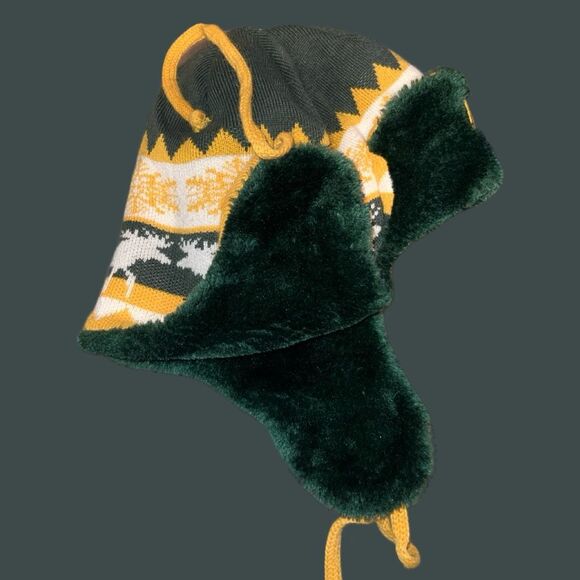 Green Bay Packers NFL Football Knit Ear Flap Tassel Hat Beanie Pom - Picture 2 of 5
